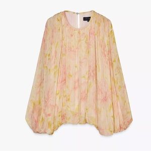 NWT Zara Pink and Yellow Floral Blouse